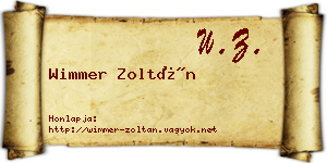 Wimmer Zoltán névjegykártya