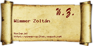 Wimmer Zoltán névjegykártya